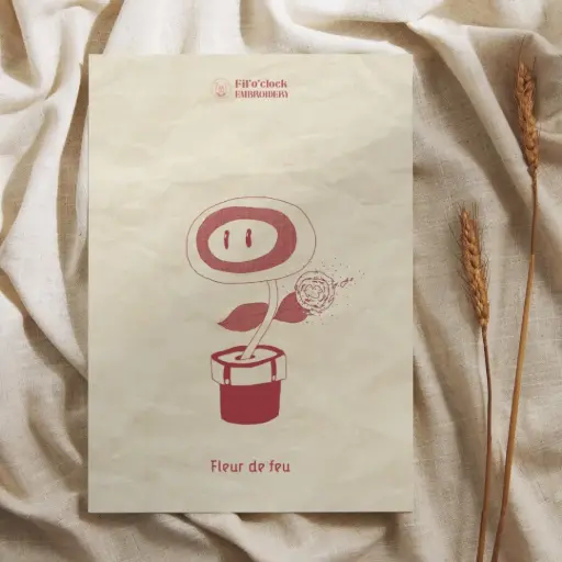 Carte illustrée Fleur de feu - Plantes de Geek