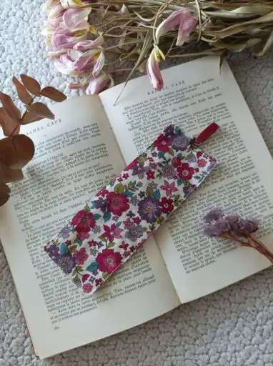 Marque-page fleurs rose et violet | Fait main