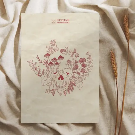Carte illustrée Crâne humain fleuri